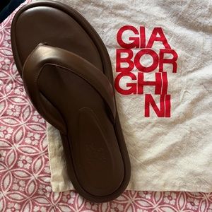 Designer, Italian GIABORGHINI  GIA 5 THONG SANDALS , SIZE 39/8 BROWN
